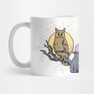 cat and an owl Mug
